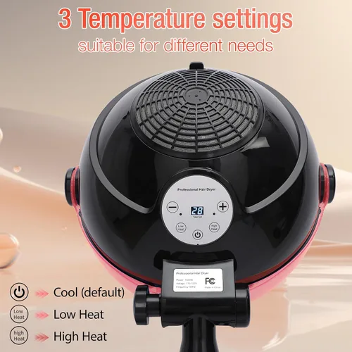 Vista 9 de Secador de pelo con capucha, secador de pelo profesional de pie con ajuste de tiempo, controles táctiles y 3 ajustes de temperatura, secador de pelo