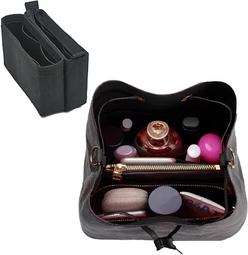 Vista 3 de Organizador de bolso, inserto de bolsa de fieltro con cremallera, 2 paquetes en un juego para mochila, inserto de bolsa para mujer, serie LV NeoNoe
