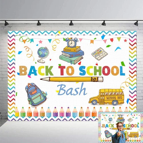 Vista 2 de 7 carteles de 5 pies para el regreso a la escuela, cartel de bienvenida para tablón de anuncios para niños, profesores, primer día de escuela, fondo