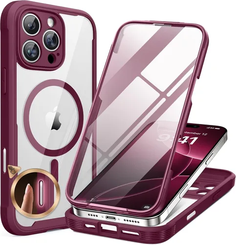 Vista 48 de Miracase - Funda magnética para iPhone 13 Pro Max de 6.7 pulgadas (compatible con MagSafe), transparente, completo, protector de pantalla de vidrio