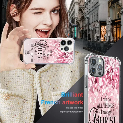 Vista 5 de Funda de la Biblia para iPhone 12 Pro Max Christian Verses protectora, resistente compatible con iPhone 12 Pro Max