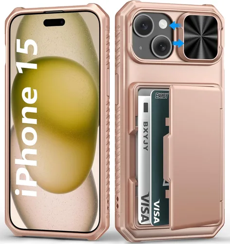 Vista 25 de BXYJY Funda tipo cartera para iPhone 15 Pro, tarjetero (4-5 tarjetas)