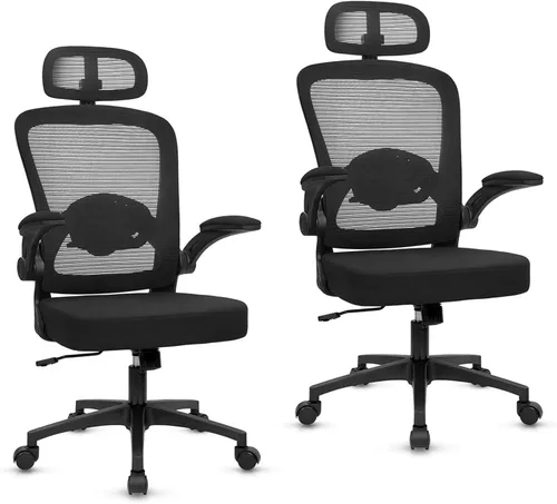 Vista 13 de Sillas de escritorio de oficina con ruedas, silla ergonómica de malla con soporte lumbar de altura ajustable, silla giratoria para computadora