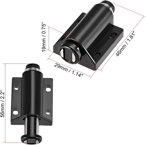 Vista 2 de uxcell Touch Catch - Pestillo de prensa magnético para puertas de armario, cajones, color negro, 4