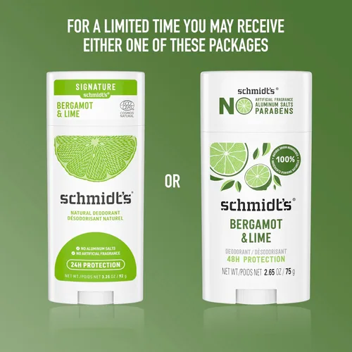 Vista 4 de Schmidt's Desodorante vegano sin aluminio, bergamota y lima, 4 unidades para mujeres y hombres, con protección contra olores las 24 horas