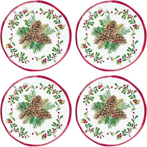 Vista 9 de UP UPware Platos Redondos de Melamina con Árbol de Navidad para Postres, Platos Pequeños de Servicio, Decoraciones de Navidad, para Aperitivos