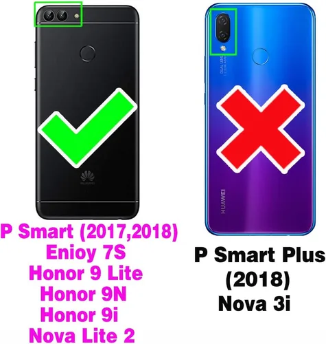 Vista 2 de Asuwish Funda compatible con Huawei P Smart 2017/Enioy 7S/Honor 9 Lite/9N/9i y protector de pantalla de vidrio templado, fundas protectoras