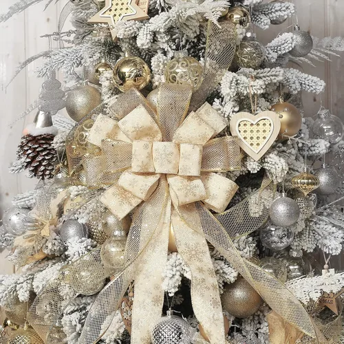 Vista 7 de RoseCraft Decoración para Árbol de Navidad, 44 x 12 Pulgadas, Adorno Artificial para Árbol de Navidad, para Familia, Boda, Fiesta de Cumpleaños