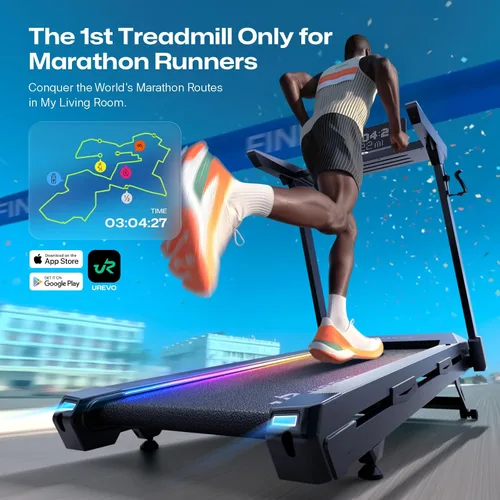 Vista 2 de 1st Smart Home - Cinta de correr solo para maratonistas con masajeador inteligente de pantorrillas, cintas de correr silenciosas UREVO para el hogar
