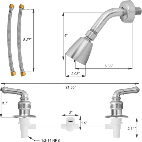 Vista 5 de Pacific Bay Kit de molduras – Grifo de ducha y cabezal de ducha con kit de moldura de brazo – Construcción de plástico ABS de alta calidad