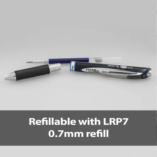 Vista 5 de Pentel EnerGel PRO - Bolígrafo de gel permanente, (0.028 in), línea media, tinta negra, caja de 12 bolígrafos (BLP77-A)