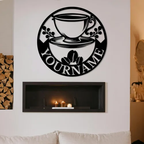 Vista 4 de Letreros metálicos con nombre de barra de café personalizados, letrero de metal de la casa de café soldado, letreros de cobertizo personalizados