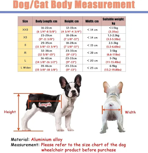 Vista 7 de Silla de ruedas para perro, 4 ruedas, soporte completo, ayuda ajustable para la movilidad de perros pequeños, carrito de asistencia para gatitos