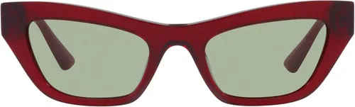 Vista 3 de Versace Woman Sunglasses Transparent Red Frame, Green Lenses, 52MM