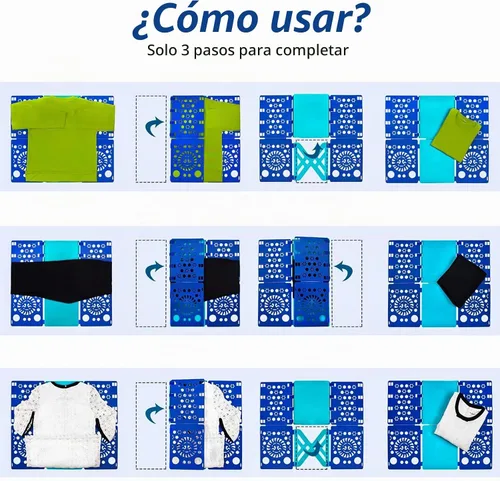 Vista 4 de BoxLegend Versión 3 Tabla Plegable para Camisas y Camisetas, Doblador de Ropa, Plástico Duradero, Dobladores de Lavandería, Tablas Plegables, Azul