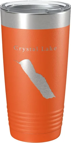 Vista 9 de Crystal Lake Map Tumbler Travel Mug Insulated Laser Engraved Coffee Cup Vermont 20 oz Black