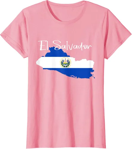 Vista 14 de Camiseta con la bandera de El Salvador, mapa de El Salvador, camiseta de Salvador para mujer
