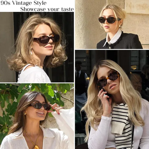 Vista 3 de mosanana Gafas de sol ovaladas retro de moda para mujer estilo de los años 90 MS52371