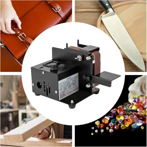 Vista 2 de Mini máquina de pulir de pulido, lijadora de correa eléctrica de bricolaje con correa abrasiva 10PC para metal de madera