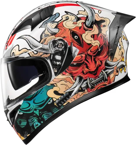 Vista 5 de KYPARA Casco de motocicleta de cara completa con visera interna tintada y aprobado por DOT para ciclomotor, ATV Cruiser Scooter