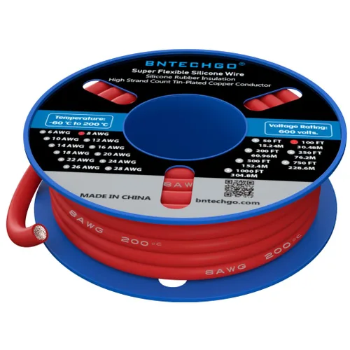 Vista 20 de Bntechgo 8 alambres de silicona suave y flexible, silicona resistente a altas temperaturas, altamente eficiente 8 AWG calibre, 1650 hilos de alambre