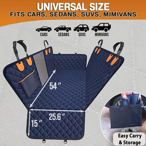 Vista 8 de Extensor de asiento trasero para perros, funda de asiento duro para perros, protector de asiento trasero impermeable con ventana de malla y solapas
