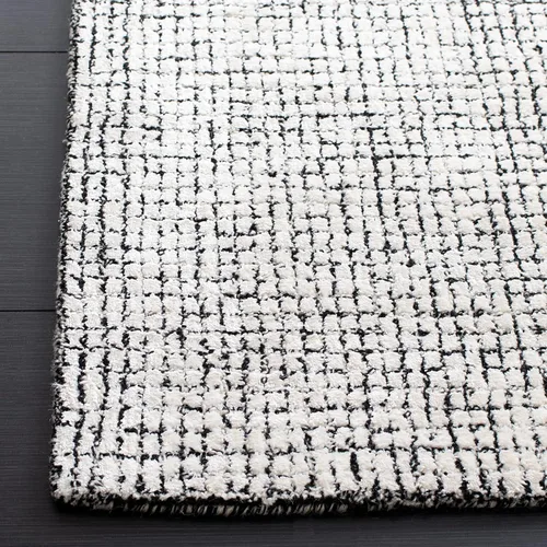 Vista 2 de SAFAVIEH Abstract Collection - Alfombra decorativa, 2 x 3 pies, marfil y negro, hecha a mano de lana y viscosa, ideal para zonas de alto tráfico