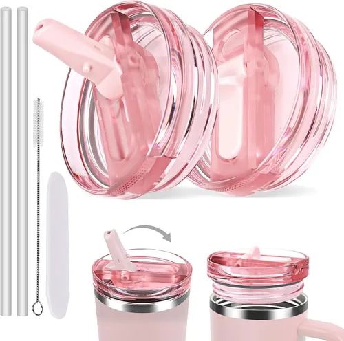 Vista 5 de Tapas de Vaso de 40 OZ que se Ajustan a la Copa Stanley Quencher，Paquete de 2 Cubiertas de Repuesto a Prueba de Derrames Compatibles con Vaso de 40