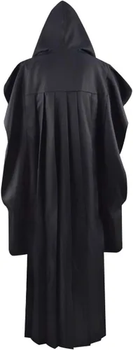 Vista 4 de Darth Maul - Conjunto completo de túnica negra para hombre, disfraz de Halloween con capucha y capa para cosplay