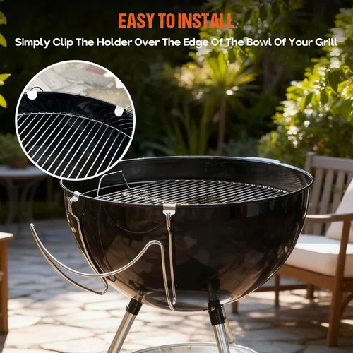 Vista 4 de onlyfire Soporte de tapa de acero inoxidable Slide-a-Side para parrillas de carbón de 18”/22”/26