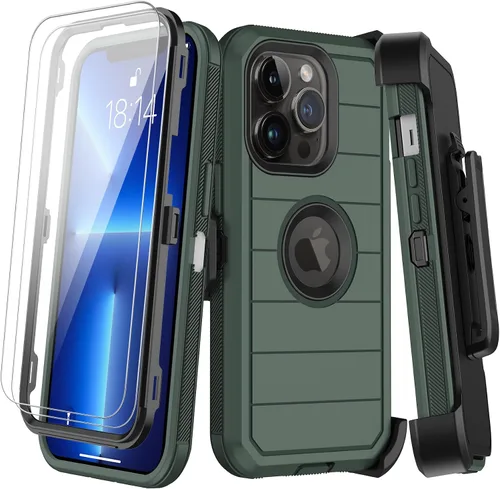 Vista 10 de KECAI Funda para iPhone 13 Mini con Protector de Pantalla Integrado, Funda con Clip para Cinturón, Resistente de Servicio Pesado a Prueba de Golpes