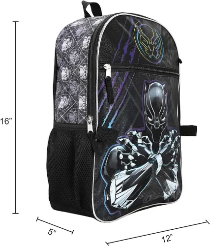 Vista 5 de BIOWORLD Black Panther - Juego de mochila de 5 piezas (niño grande), morado, talla única