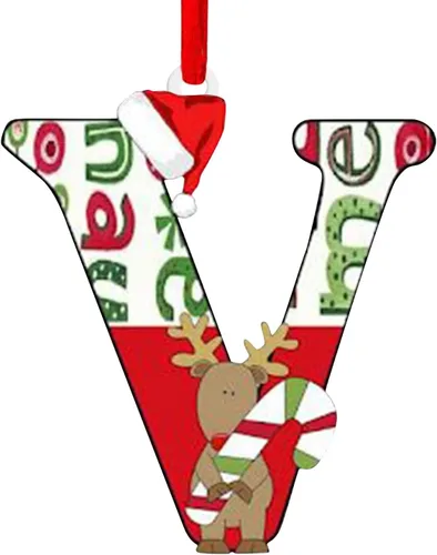 Vista 26 de Decoración colgante para árbol de Navidad de 26 letras, adornos para árbol de Navidad, adornos personalizados de 26 letras, decoración de Navidad