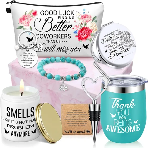 Vista 8 de 11 unidades, regalos de despedida para compañeros de trabajo, mujeres, cesta de regalo de despedida para mujer, mujer, jefa (despedida, rosa)