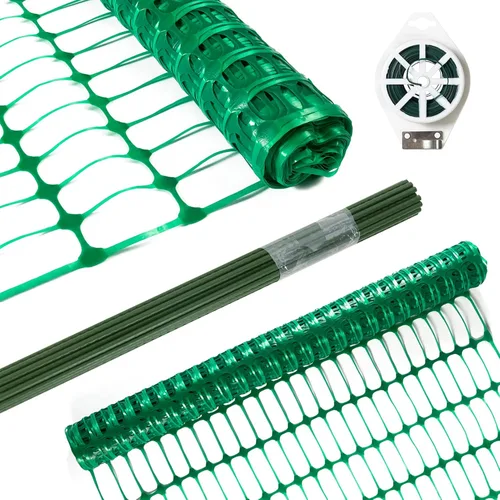 Vista 7 de Rollo de esgrima de malla de plástico para valla de seguridad, 1 rollo con 25 estacas de acero Red reutilizable temporal para valla de piscina