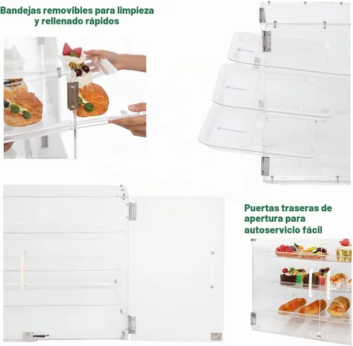 Vista 6 de YBSVO Bandeja de acrílico transparente para panadería, 20 1/4" x 13 7/16", paquete de 3