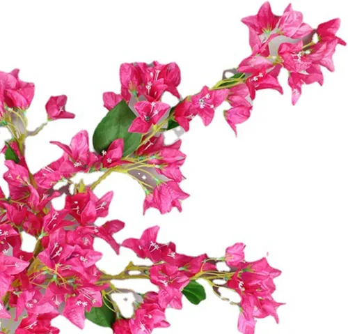 Vista 7 de Flores de rosas artificiales, 47.2 pulgadas, flores artificiales de seda de buganvilla, ramas de árbol, guirnaldas de flores de seda de buganvilla