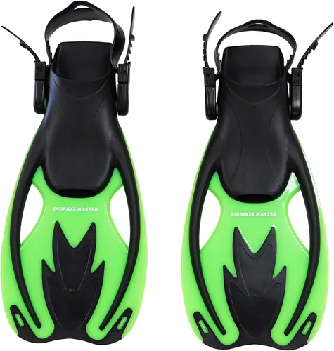 Vista 2 de Kids Swimming Snorkeling Fins – Adjustable Swim Flippers, Lightweight Open Heel Design for Pool & Beach – Perfect Kids Fins for Swimming &