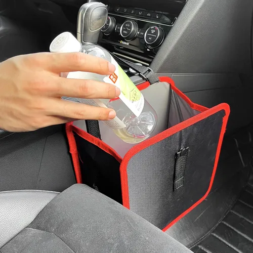 Vista 4 de beypovk Cubo de basura colgante para automóvil, organizador de bolsas de basura plegable y portátil para automóvil, 8.7 x 8.7 x 5.7 pulgadas