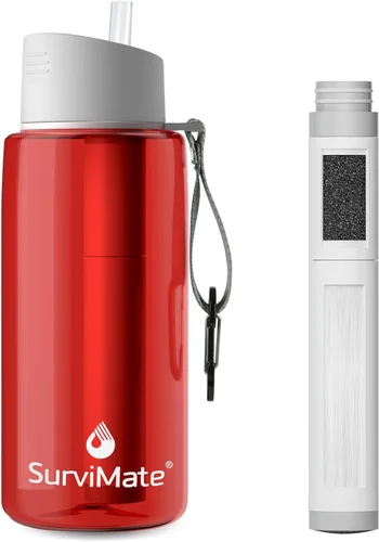 Vista 18 de SurviMate - Botella de agua filtrada con ultrafiltración de 5 etapas de Negro