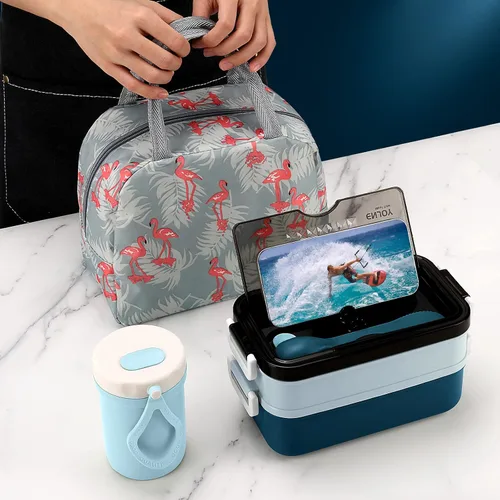 Vista 7 de Kit de lonchera Bento para adultos, lonchera portátil para adultos, caja Bento para adultos con bolsa de almuerzo, contenedores de almuerzo Bento