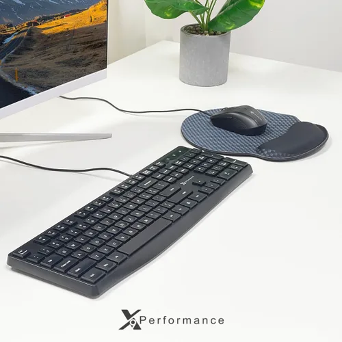 Vista 6 de X9 Combo de teclado y mouse con cable Ratón y teclado USB (almohadilla de mouse incluida) Teclado ergonómico de tamaño completo con cable