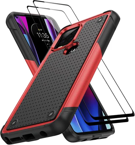Vista 26 de Jeylly para Moto G Stylus 5G 2021 Funda con [2 Pack] Protector de Pantalla de Vidrio Templado, Protección Grado Militar Anti-Arañazos, Funda A