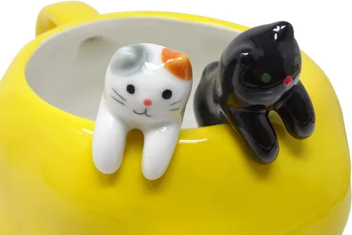 Vista 4 de Honbay 2 cucharas de cerámica para gatos, para colgar té y café, color negro