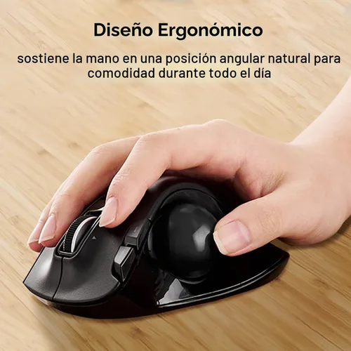 Vista 2 de ELECOM EX-G Ratón de Trackball, inalámbrico de 2.4 GHz, control de pulgar, diseño ergonómico esculpido, función de 6 botones con seguimiento suave