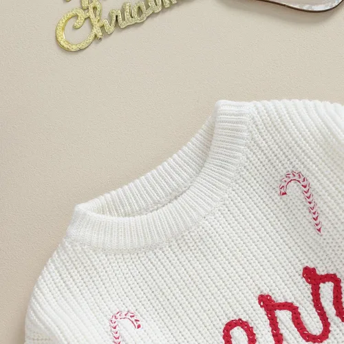 Vista 4 de Suéter de Navidad para bebé niño y niña, manga larga, con estampado de Merry Lette, suéter de punto, ropa de otoño e invierno