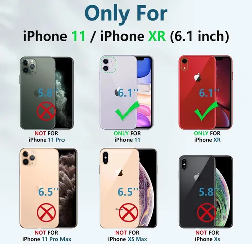 Vista 2 de FNTCASE Funda para iPhone 11: funda para iPhone XR [protector de pantalla y soporte integrados] [protección contra caídas de grado militar] Negro