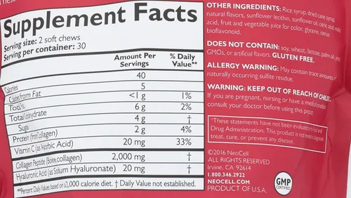 Vista 4 de NEOCELL Fruit Punch Beauty Burst - Masticables de colágeno, 2000 mg, 60 CT