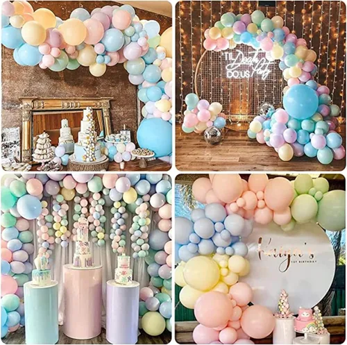 Vista 4 de Kit de arco de guirnalda de globos de arco iris, 171 piezas de globos de látex pastel, colores macarrón, 5, 10, 12, 18 pulgadas, cumpleaños, baby