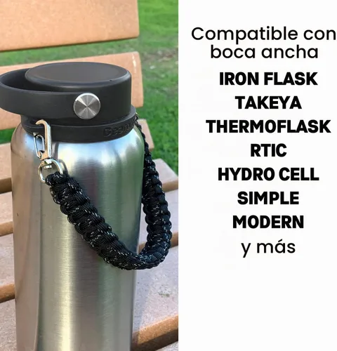 Vista 5 de Gearproz HydroCord 2.0 - Mango de cuerda de paracaídas para botellas de 12 Negro